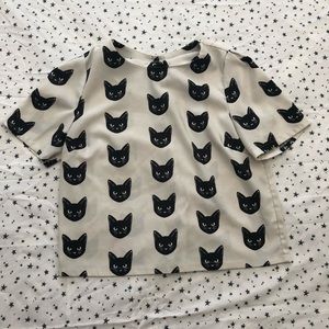 Black Cat Crop Top